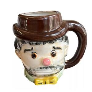 Vtg Post War Japan Ceramic Handpainted Clown Mug Unbranded Planter Kitschy‎